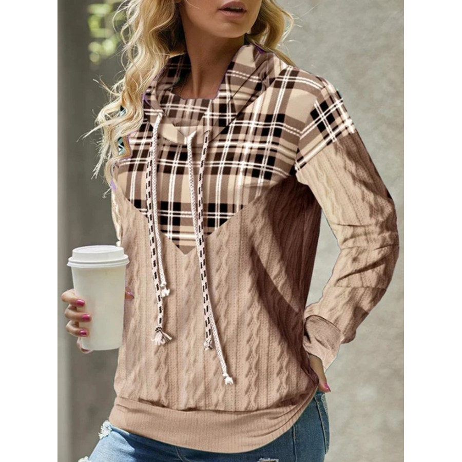

Women's Retro Plaid Contrast Color Stitching Jacquard Knit Casual Sweater