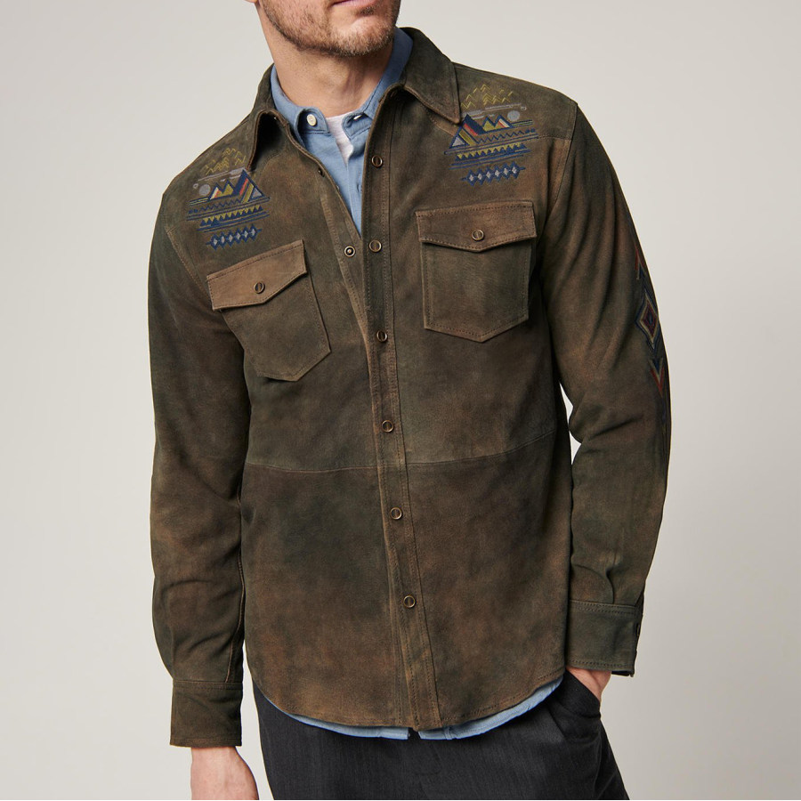 

Jaqueta Masculina Estilo étnico Casual Ao Ar Livre Bordado Retrô Estilo Região Ocidental