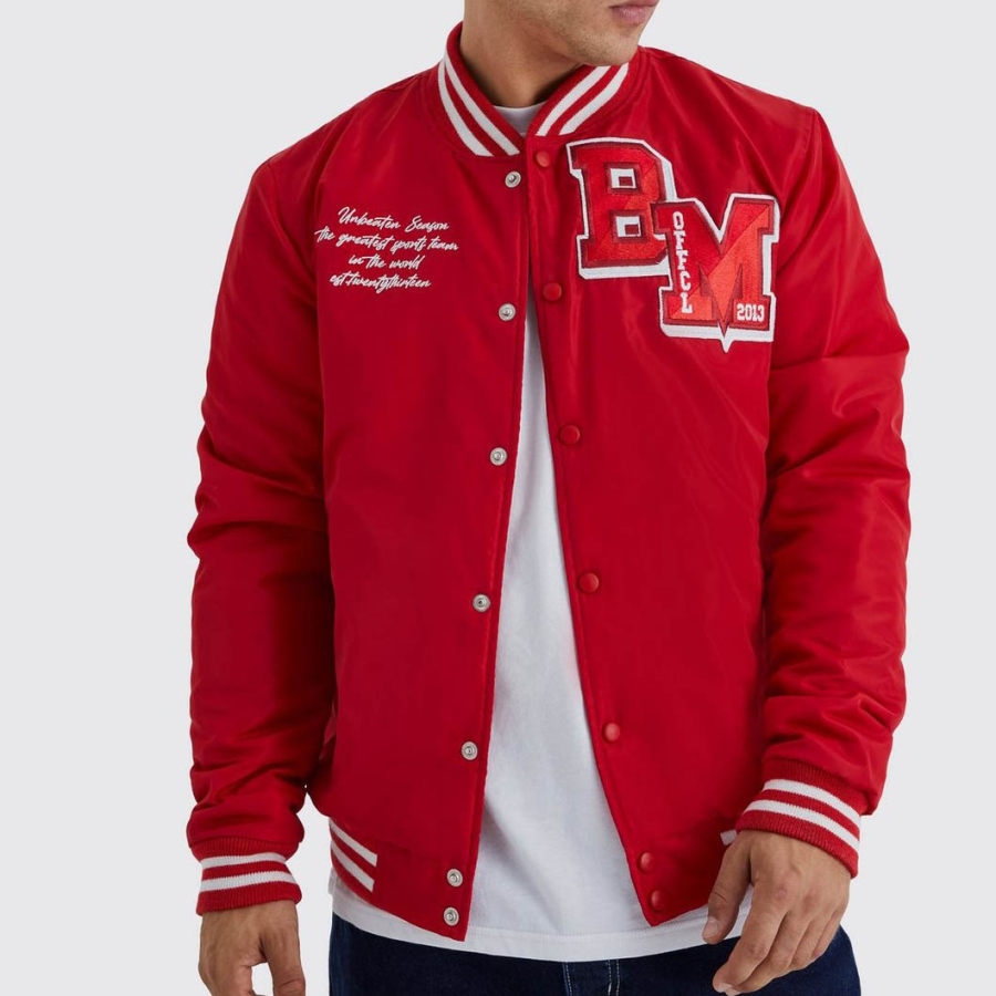 

Giubbotto Bomber College Oversize Da Uomo Rosso