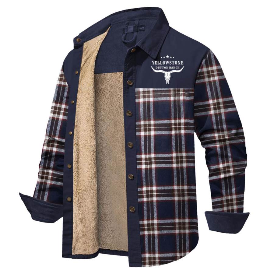 

Chaqueta De Pana Cálida Con Diseño De Cuadros Yellowstone Vintage Para Hombre Color Caqui