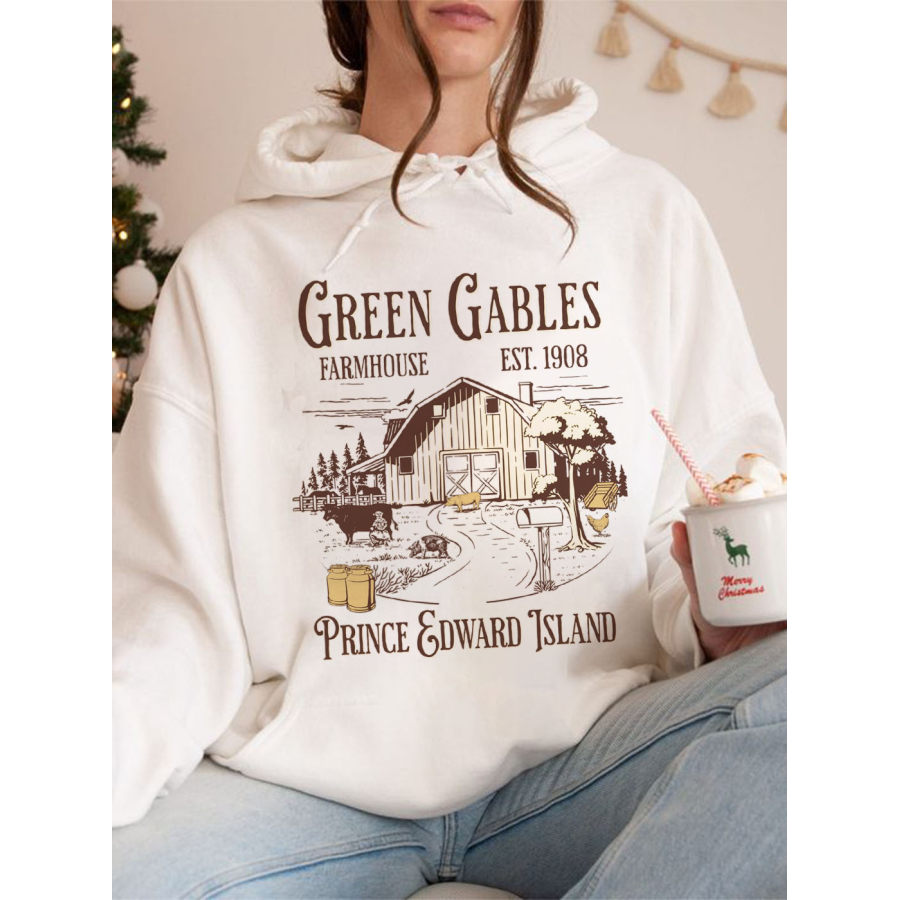 

Felpa Con Cappuccio Con Stampa Statua Vintage Di Green Gables