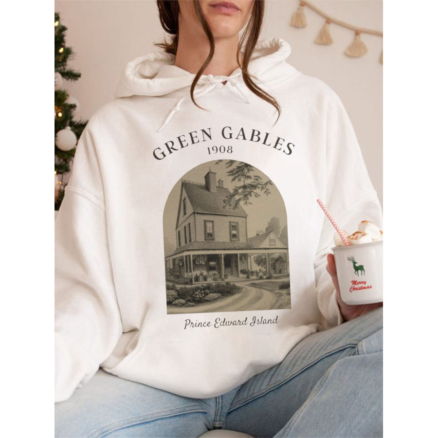 

Felpa Con Cappuccio Con Stampa Statua Vintage Di Green Gables