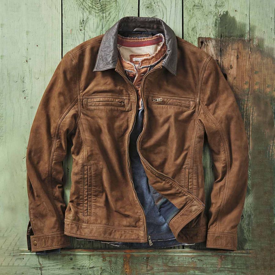 

Veste Vintage En Cuir Solide À Fermeture Éclair Pour Homme Marron