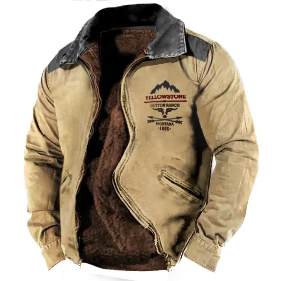 

Giacca Da Esterno Tattica Con Cerniera Yellowstone Vintage Con Fodera Calda In Pile Felpato Da Uomo
