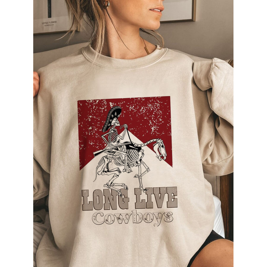

Long Live Cowboys Vintage-Sweatshirt Mit Grafikdruck