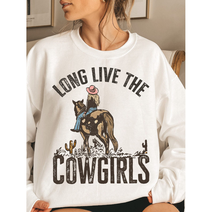 

Felpa Con Stampa Grafica Long Live Cowgirls