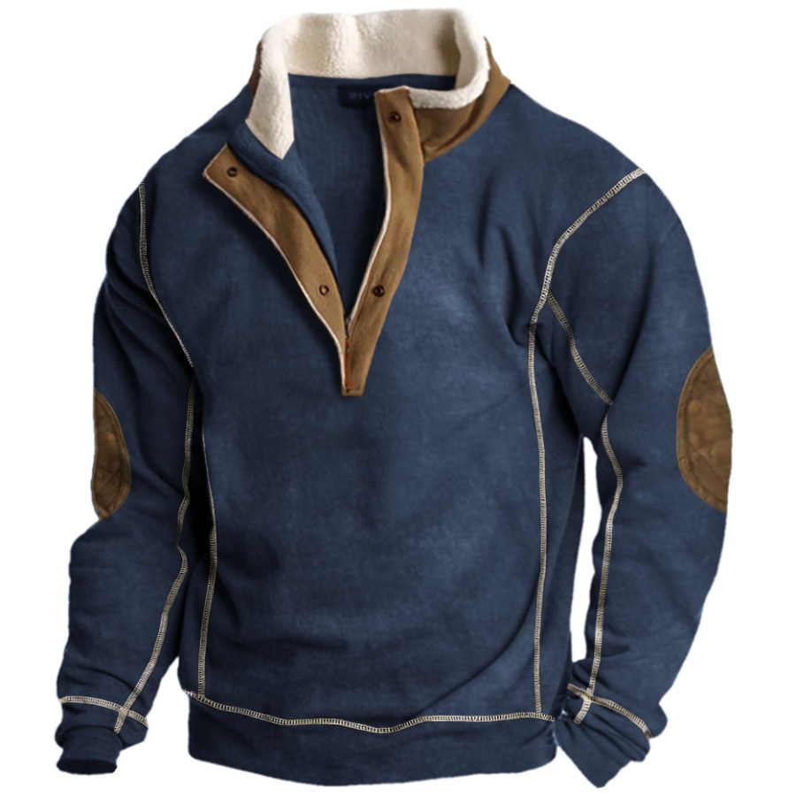 

Jersey Vintage Con Cuello Levantado Y Cremallera Para Hombre Al Aire Libre