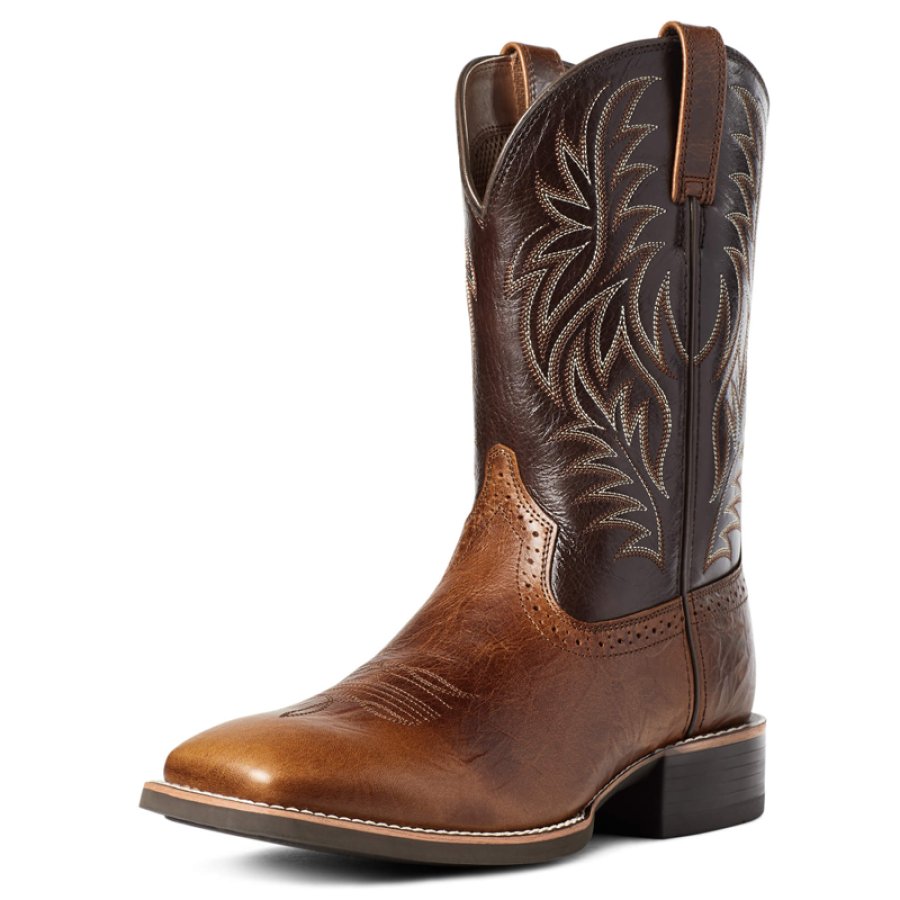 

Men's Retro Western Denim Embroidered Carved Mid-calf Boots Large Size Boots