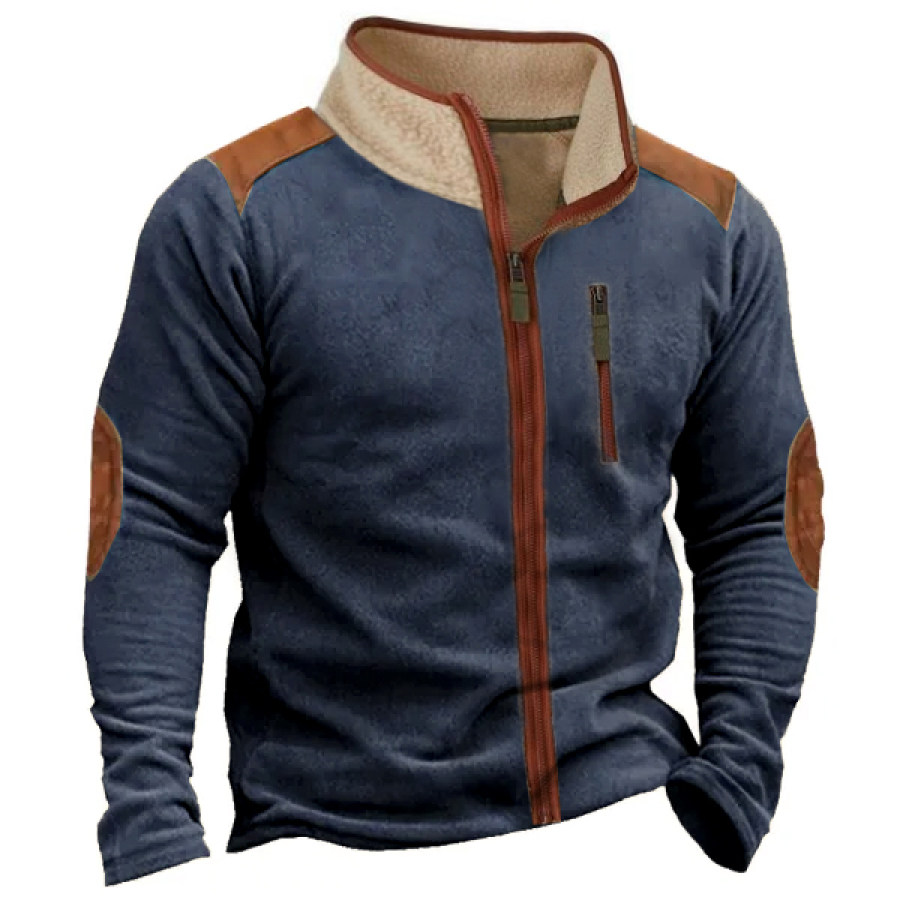 

Chaqueta De Forro Polar Con Cuello Levantado Y Cremallera Retro Para Hombre Abrigo Táctico Con Bolsillo Con Cremallera Para Exteriores