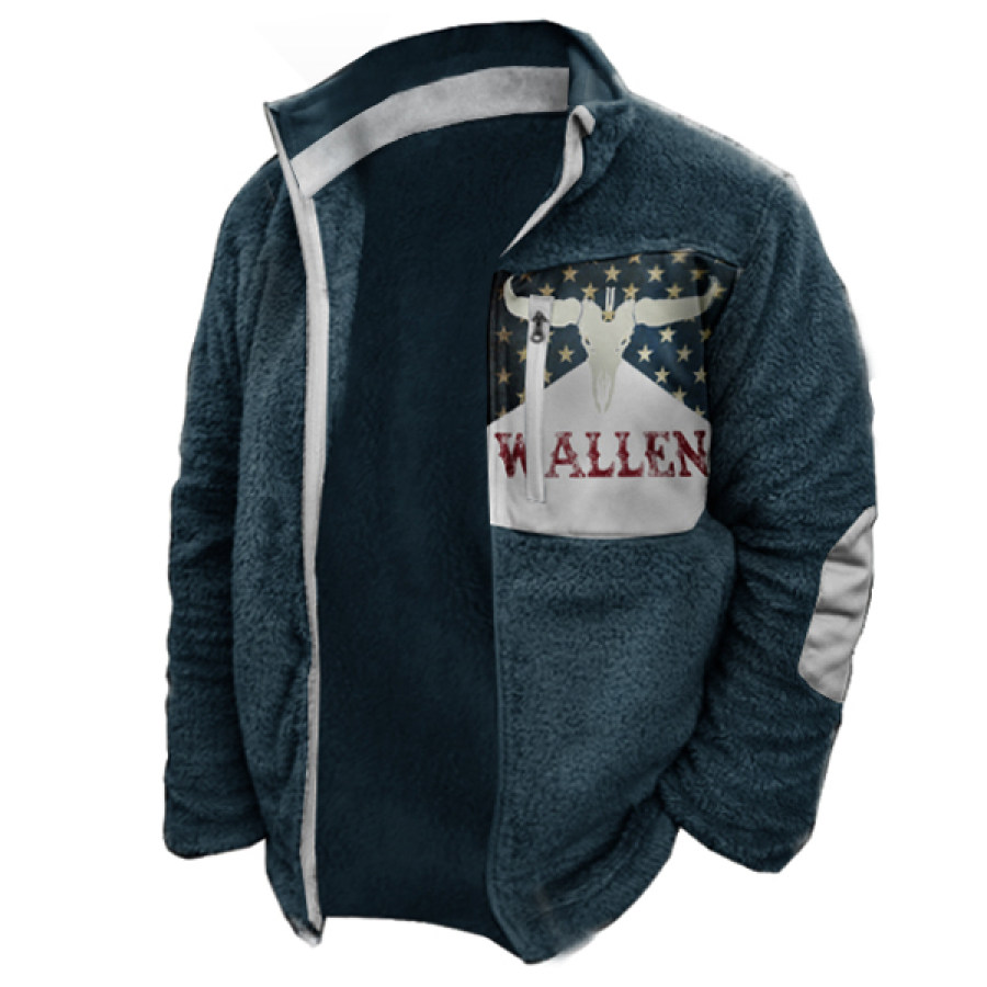 

Chaqueta De Forro Polar Con Bolsillo Con Cremallera Y Estampado étnico De Bandera Americana Retro Para Hombre Cárdigan Con Cremallera Completa De Forro Polar Cálido Para Exteriores