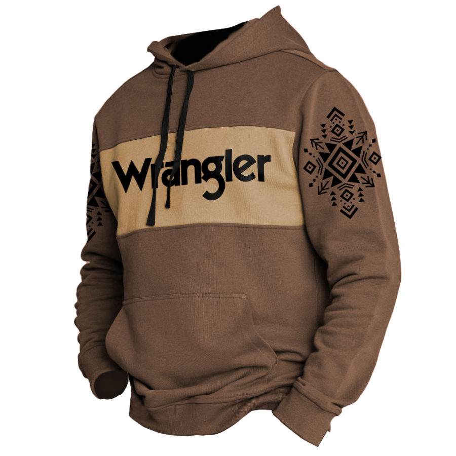 

Hombre Sudadera Con Capucha Vintage Western Azteca Bolsillo Manga Larga Bloques Diario Tops Marrón