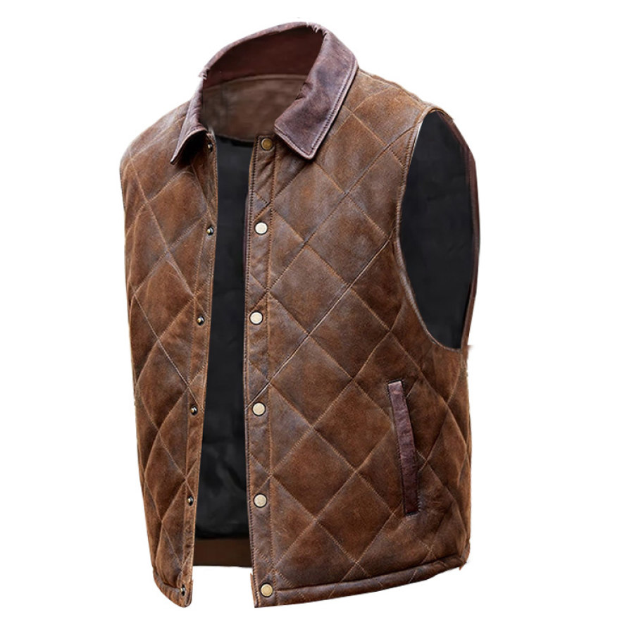 

Chaleco De Ante Vintage Para Hombre Chaqueta Con Solapa De Cuero Para Motocicleta Al Aire Libre