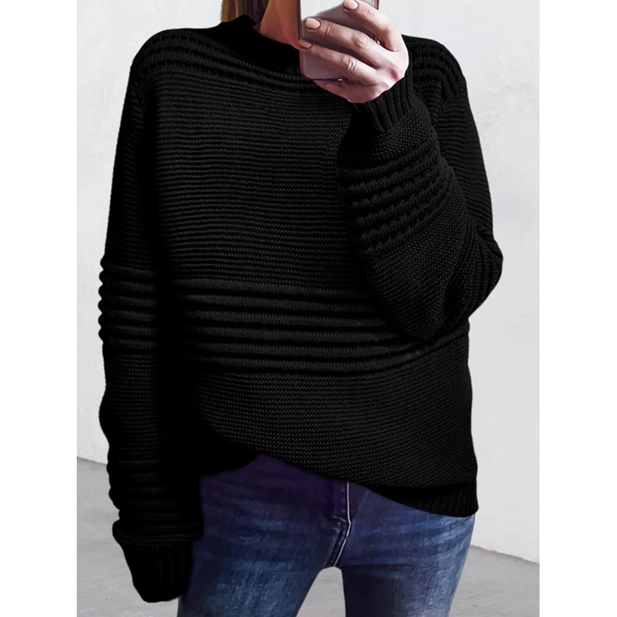 

Lässiger Einfarbiger Langarm-Strickpullover Für Damen