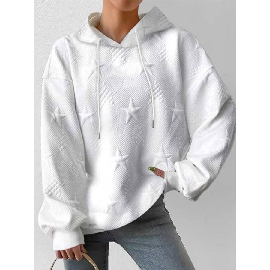 

Sudadera De Punto De Manga Larga Con Capucha De Color Sólido Informal Para Mujer