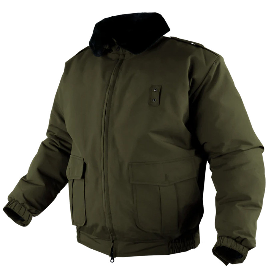 

Chaqueta De Vuelo Para Hombre Lona Resistente Al Desgaste Bolsillo Solapa Verde Militar