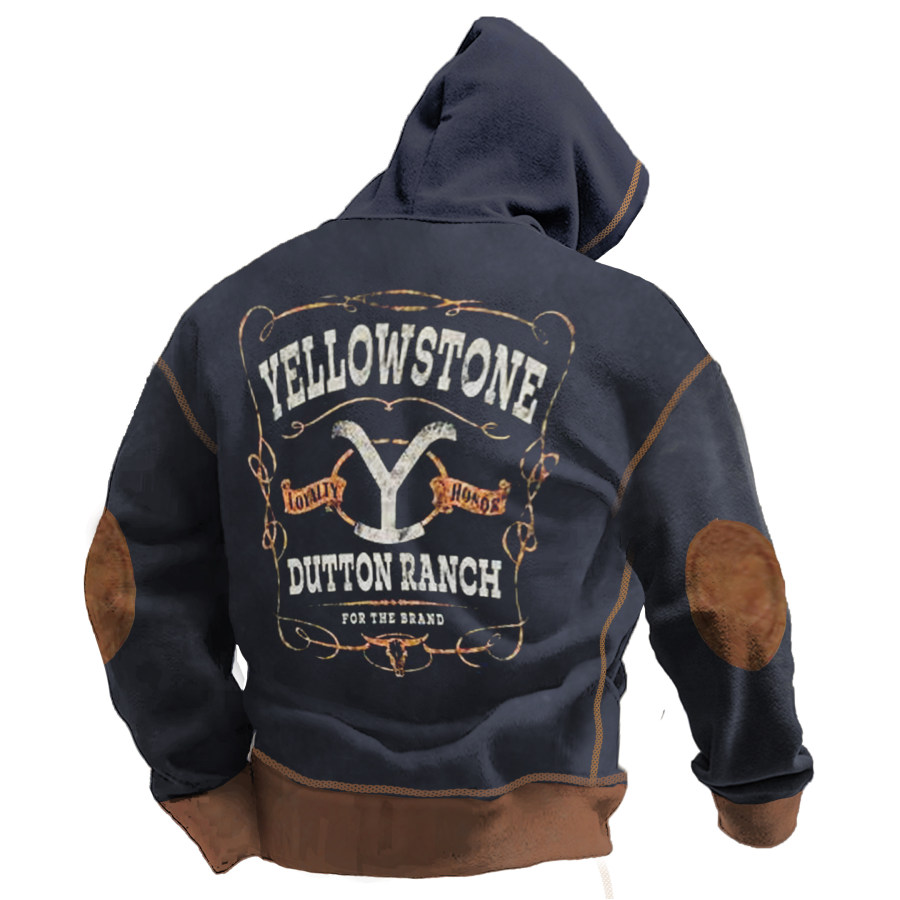 

Herren-Hoodie Im Retro-Western-Stil Mit Cowboy-Print In Gelb