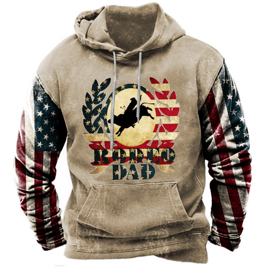 

Lässiger Retro-Kapuzenpullover Mit Denim-Print