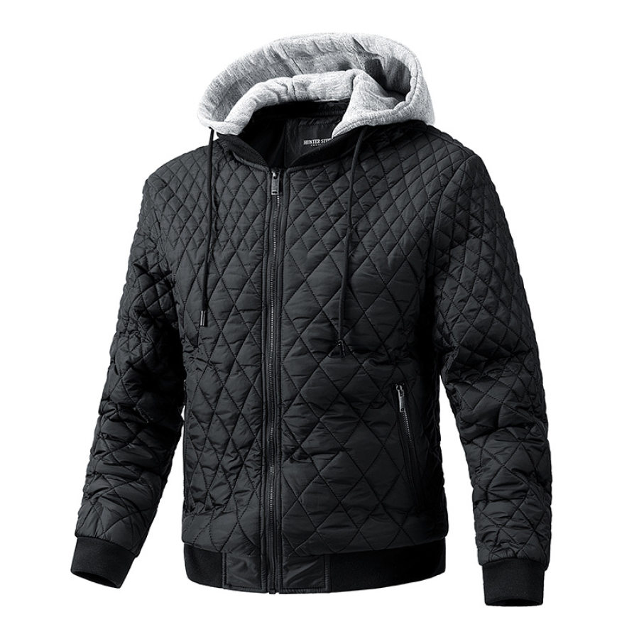 

Gesteppte Abnehmbare Kapuzenjacke Für Herren Retro-Jacke Mit Großen Taschen