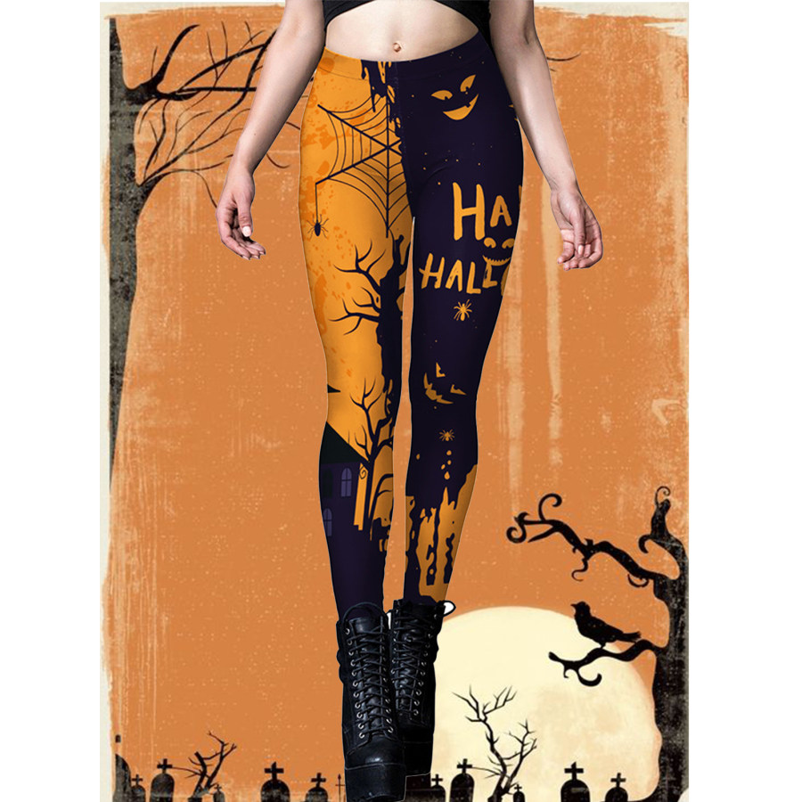 

Leggings Attillati Con Stampa Grafica Stile Scuro Di Halloween Carnival Night Da Donna
