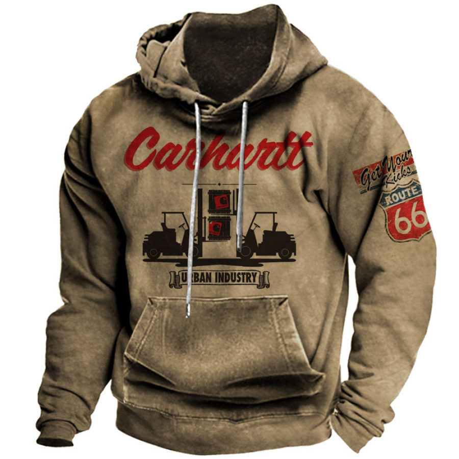 

Felpa Con Cappuccio Da Uomo Con Stampa Retro Trucks Route 66