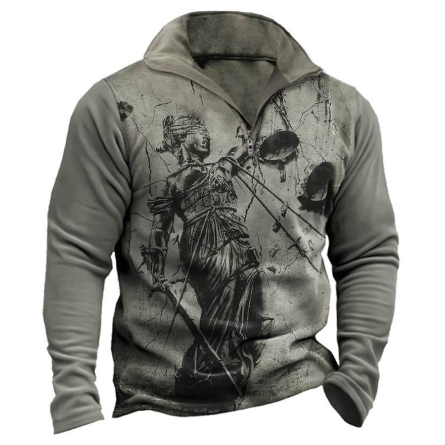 

Felpa Da Uomo Con Zip A Un Quarto Musica Rock Vintage Top Giornalieri Grigio