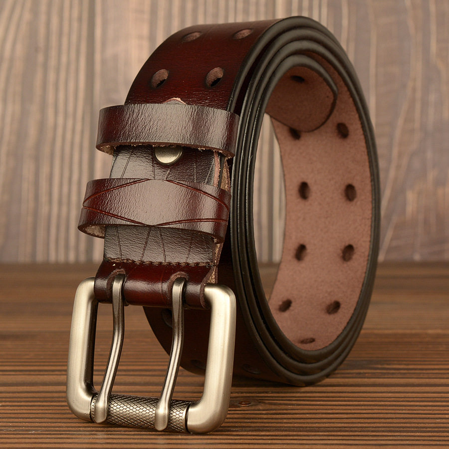 

Cinturón De Cuero Casual Con Hebilla Doble Para Hombre