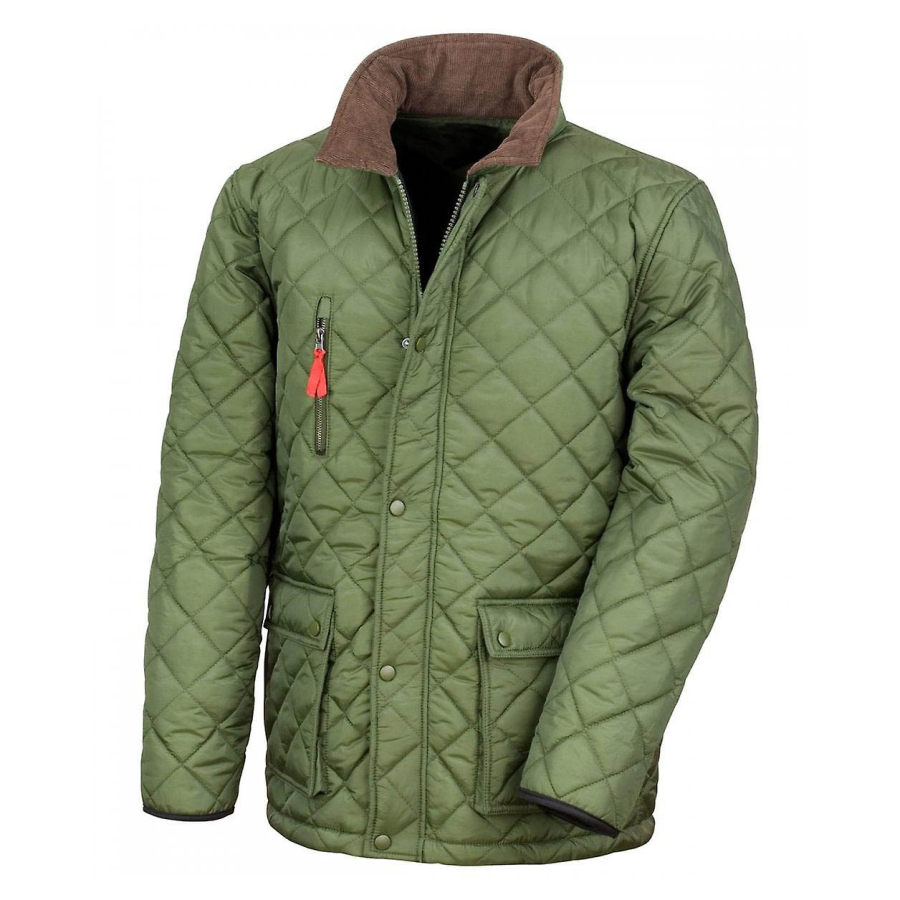 

Мужская стеганая куртка винтажная с лацканами контрастного цвета для улицы армейский зеленый