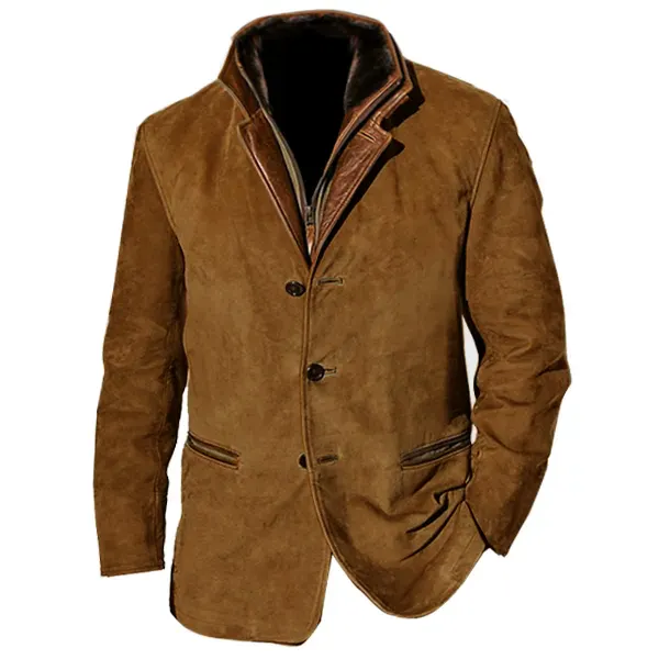 Men's Jacket Vintage Fleece Suede Jackets Fall Winter Outdoor Daily ...