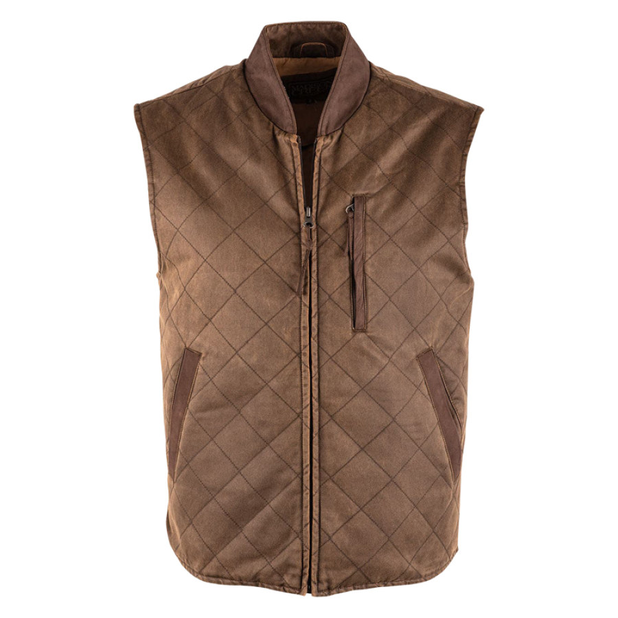 

Gilet Occidental Vintage En Peau De Cerf Avec Poche En Patchwork Pour Hommes Veste Tactique Avec Poche Zippée