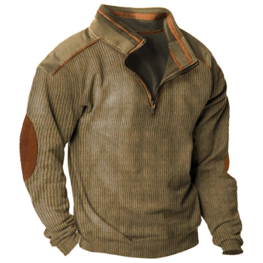 

Sudadera De Hombre Casual Al Aire Libre Cuello Alto Manga Larga Bloques De Color