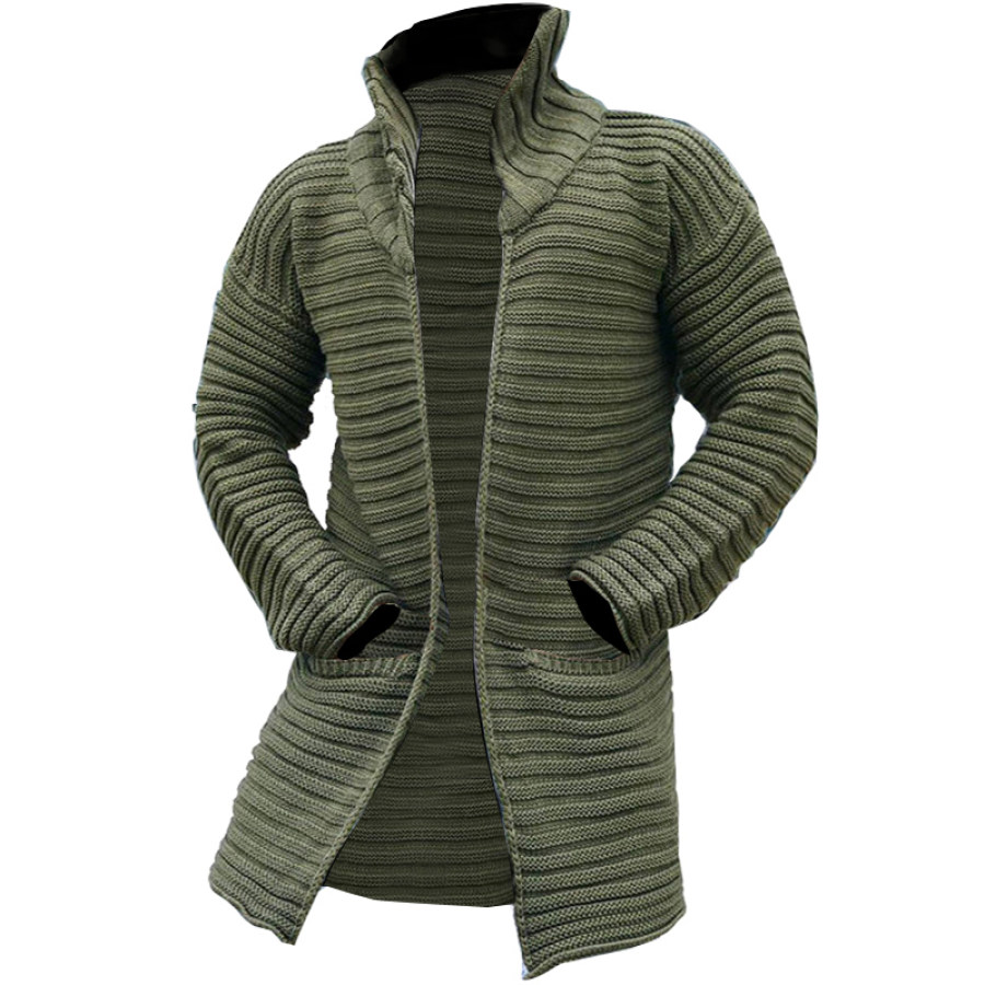 

Мужская уличная шерстяная уличная тактическая куртка-свитер средней длины с воротником-стойкой