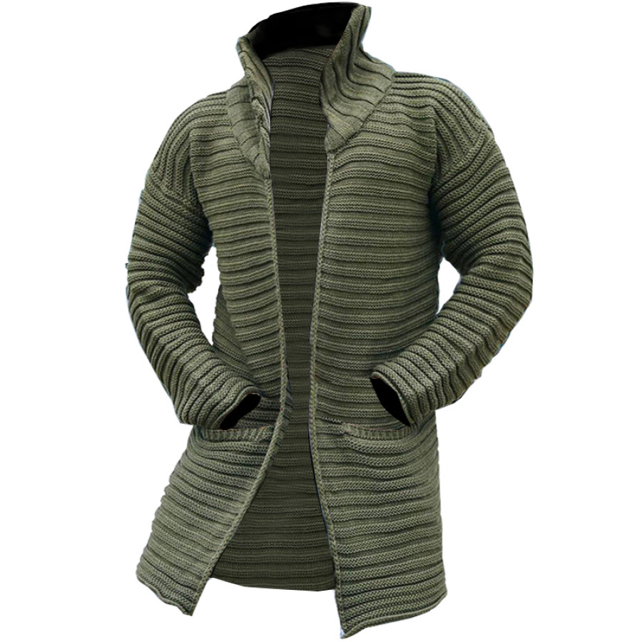 

Men's Outdoor Stand Collar Woolen Outdoor Tactical Mid-length Sweater Jacket