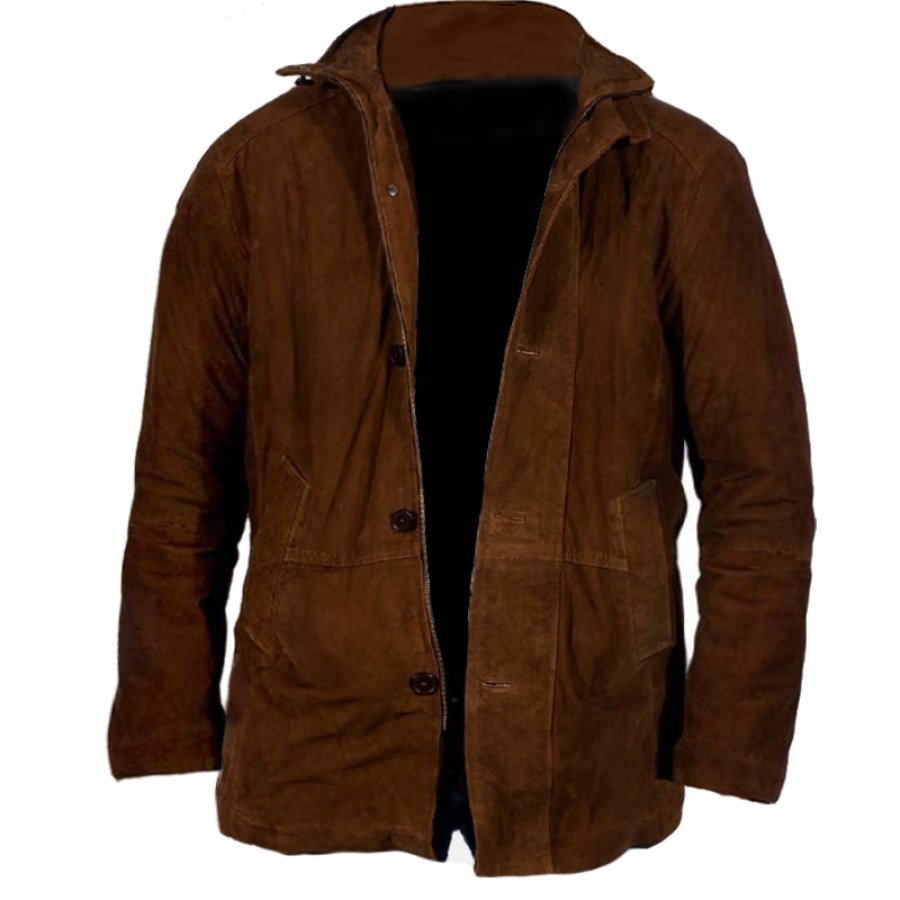 

Manteau De Veste En Cuir Suédé Marron Vintage Pour Hommes