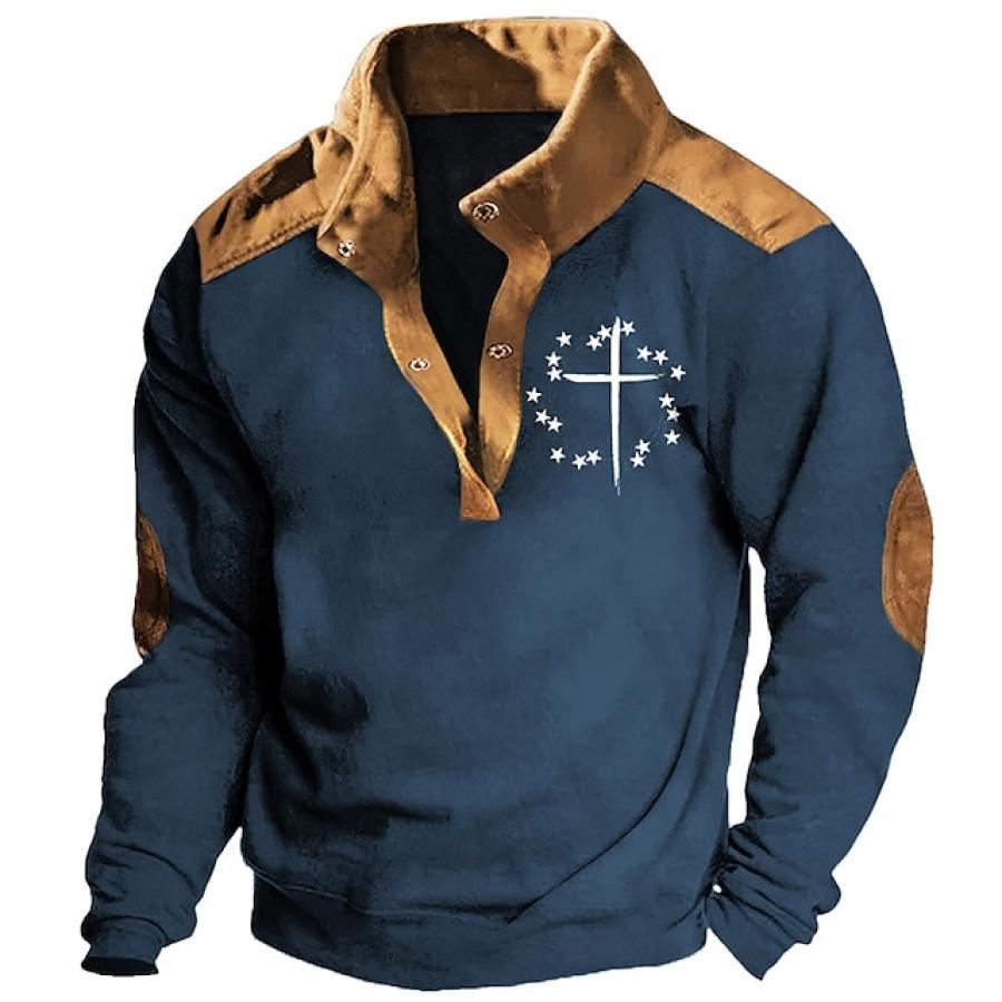 

Sudadera Con Cuello Alto Y Estampado De Bloques De Colores Cruzados Vintage Para Hombre