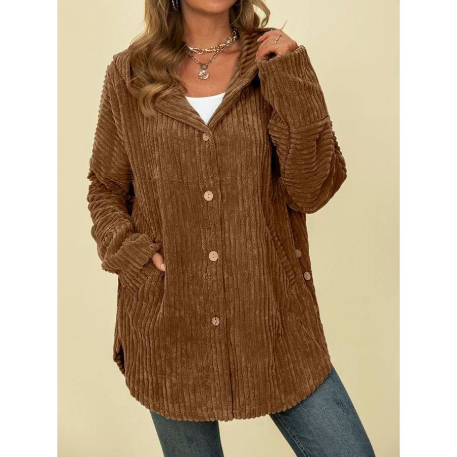 

Cappotto Da Donna In Cotone Con Cappuccio In Velluto A Coste Vintage