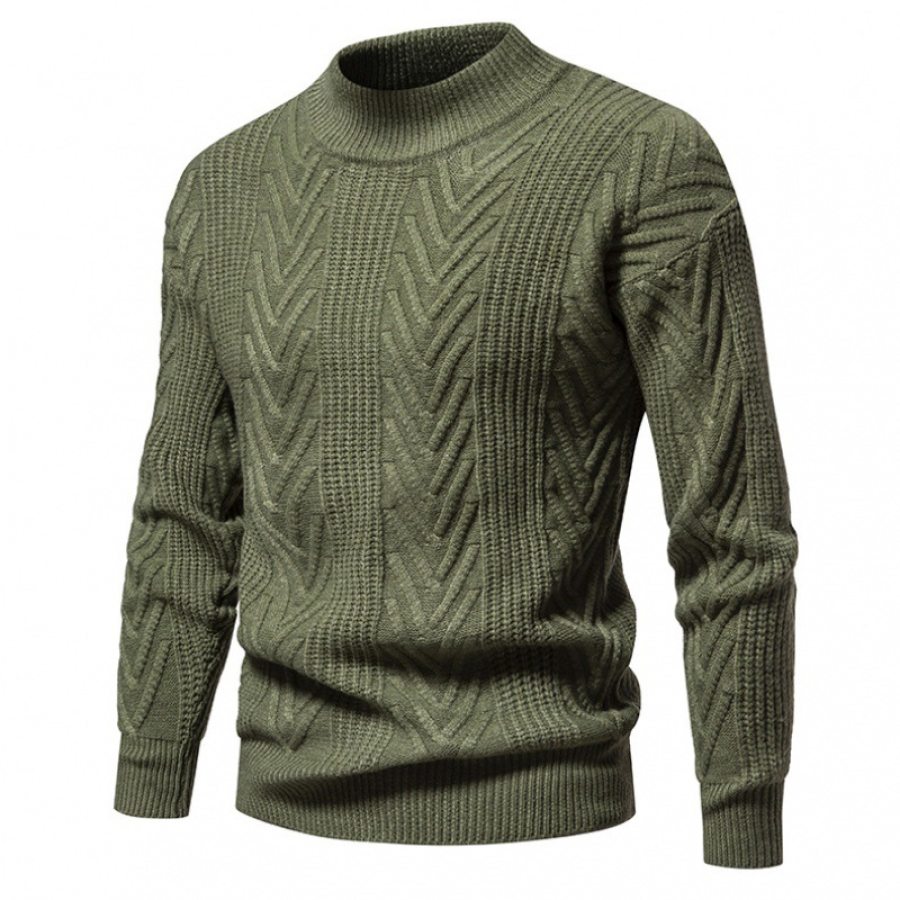 

Suéter Torcido De Color Sólido Para Exteriores Para Hombre Suéter Con Parte Inferior De Cuello Alto Medio