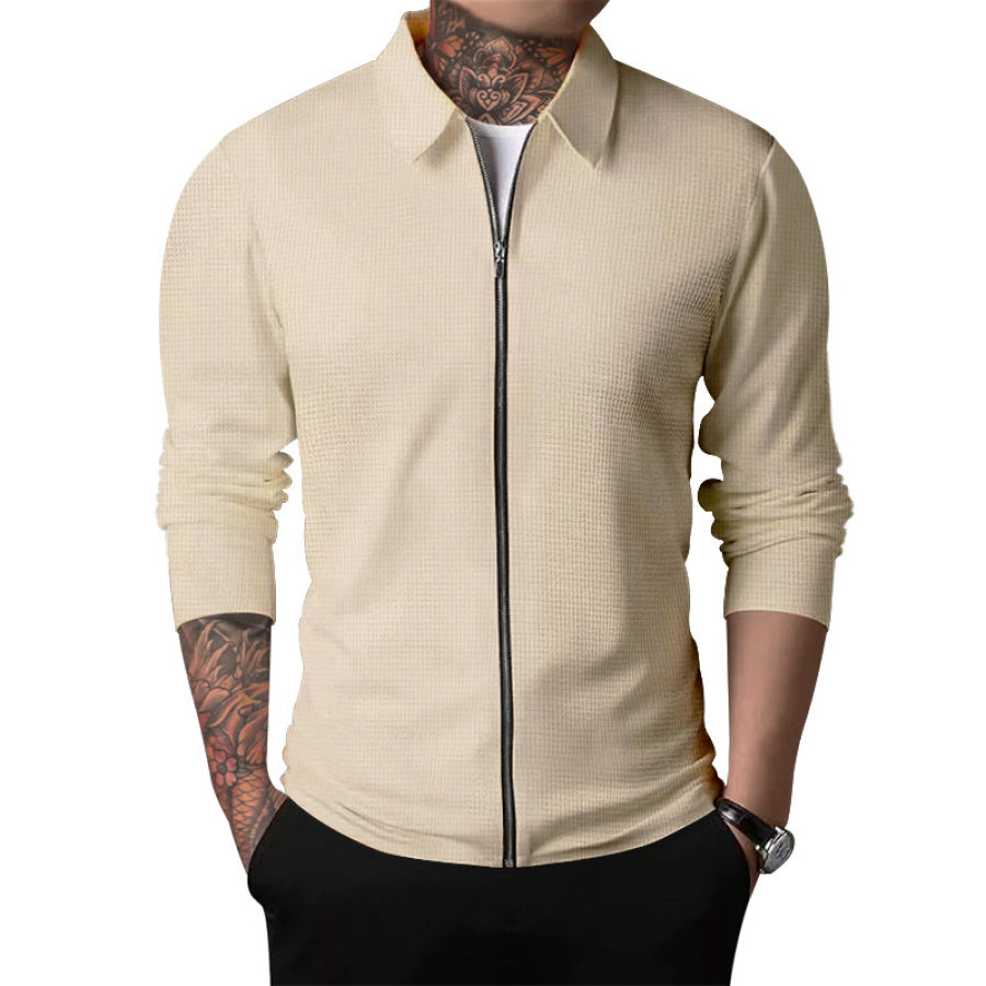 

Chaqueta Tipo Gofre Con Solapa Para Exteriores Para Hombre