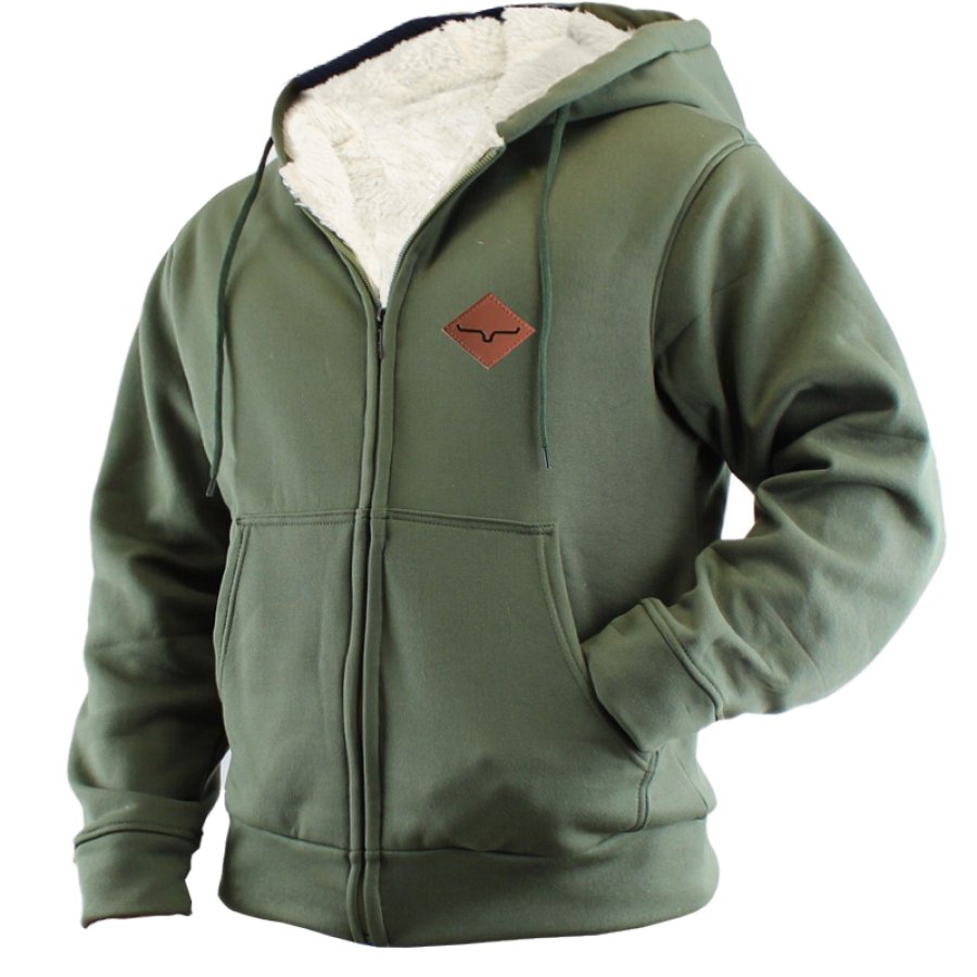 

Chaqueta Deportiva Con Capucha Sherpa Y Bolsillo Con Cremallera Completa Para Hombre