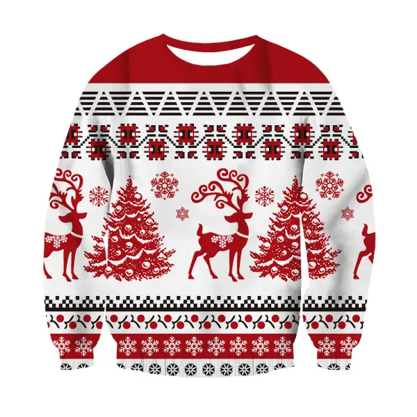 Unisex 3D Printed Elk Christmas Sweatshirt - Ootdyouth.com 