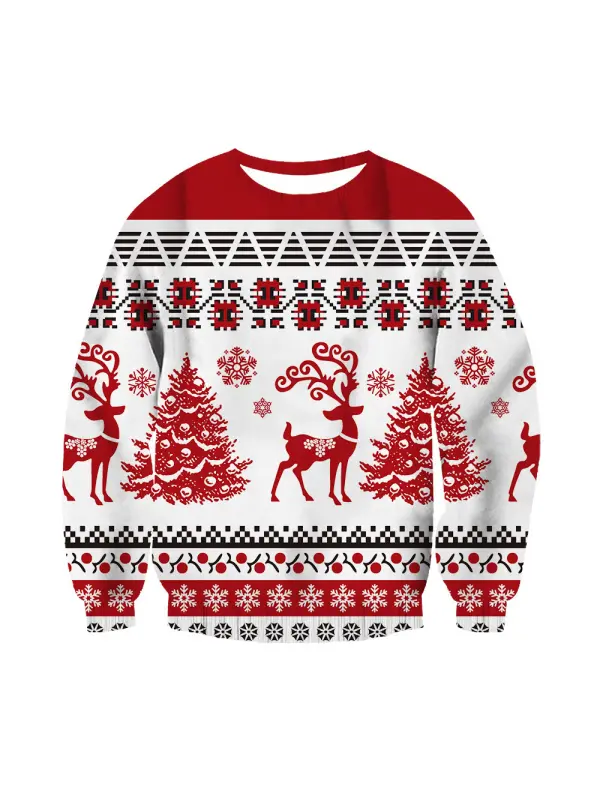 Unisex 3D Printed Elk Christmas Sweatshirt - Ootdmw.com 