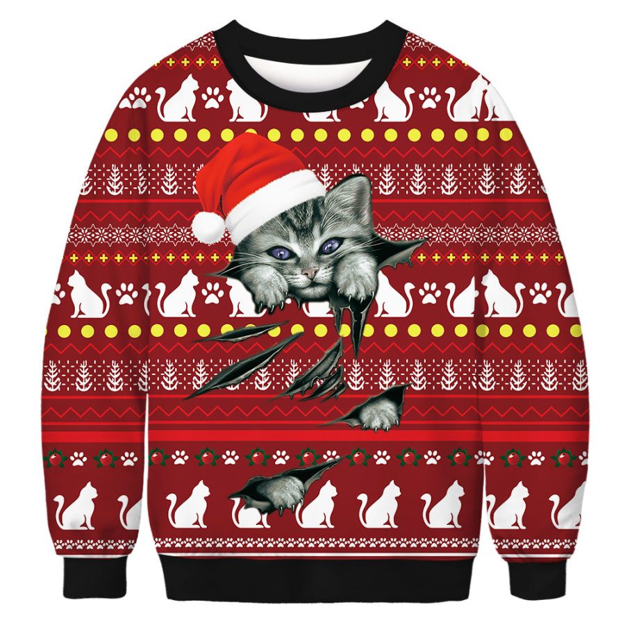 

Sudadera Navideña Unisex Con Estampado De Gato 3D