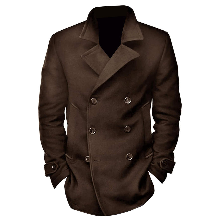 

Homme Veste Revers Laine Vintage Extérieur Simple Boutonnage Quotidien Vêtements D'extérieur Marron