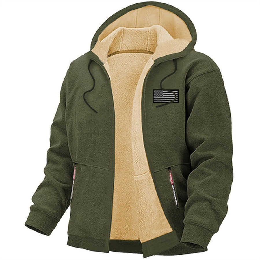 

Hombre Chaqueta Con Capucha Bandera Americana Vellón Vintage Al Aire Libre Casual Diario Ropa De Abrigo Verde Ejército