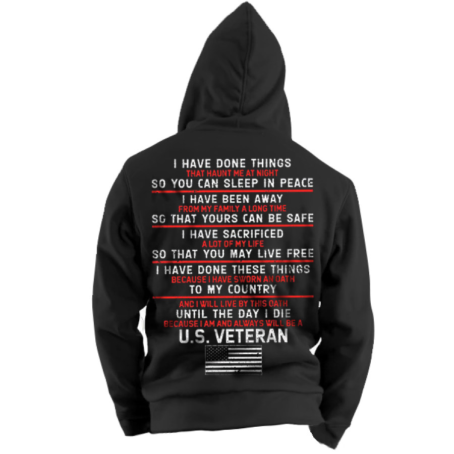 

Veterans I Have Done Things So You Can Sleep In Men's Full Zip Pocket Sport Sherpa Hoodie Jacket