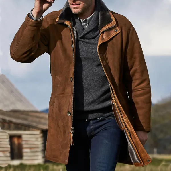 Men's Outdoor Mid-Length Double Layer Woolen Coat Jacket - Cotosen.com