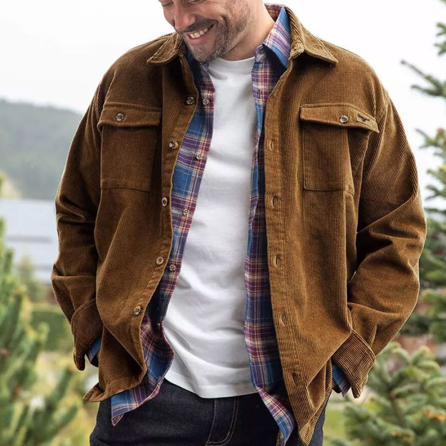 

Veste Chemise En Velours Côtelé Pour Hommes Vintage Yellowstone