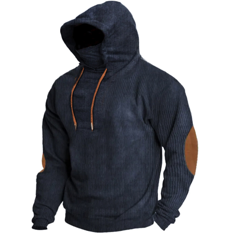 

Sweat à Capuche Ninja Pour Hommes Multicolore Couvrant Le Visage Manches Longues Patch Sur Les Coudes Décontracté Avec Cordon De Serrage