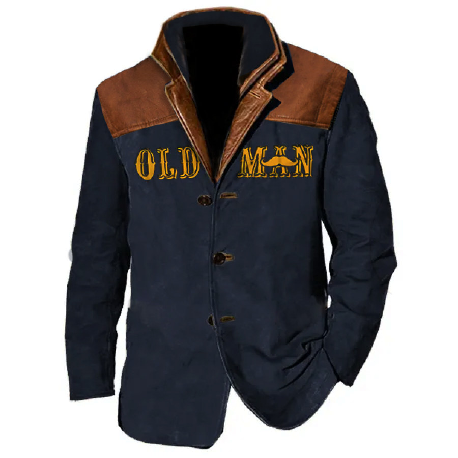 

Hombres Vintage Old Men Polo Cargo Blazer Doble Capa Solapa Cuello Medio Longitud Tácticas Abrigos