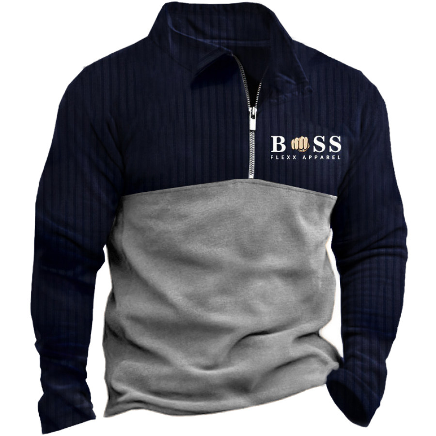 

Sweat-shirt Décontracté à Quart De Zip Boss Colorblock Pour Hommes