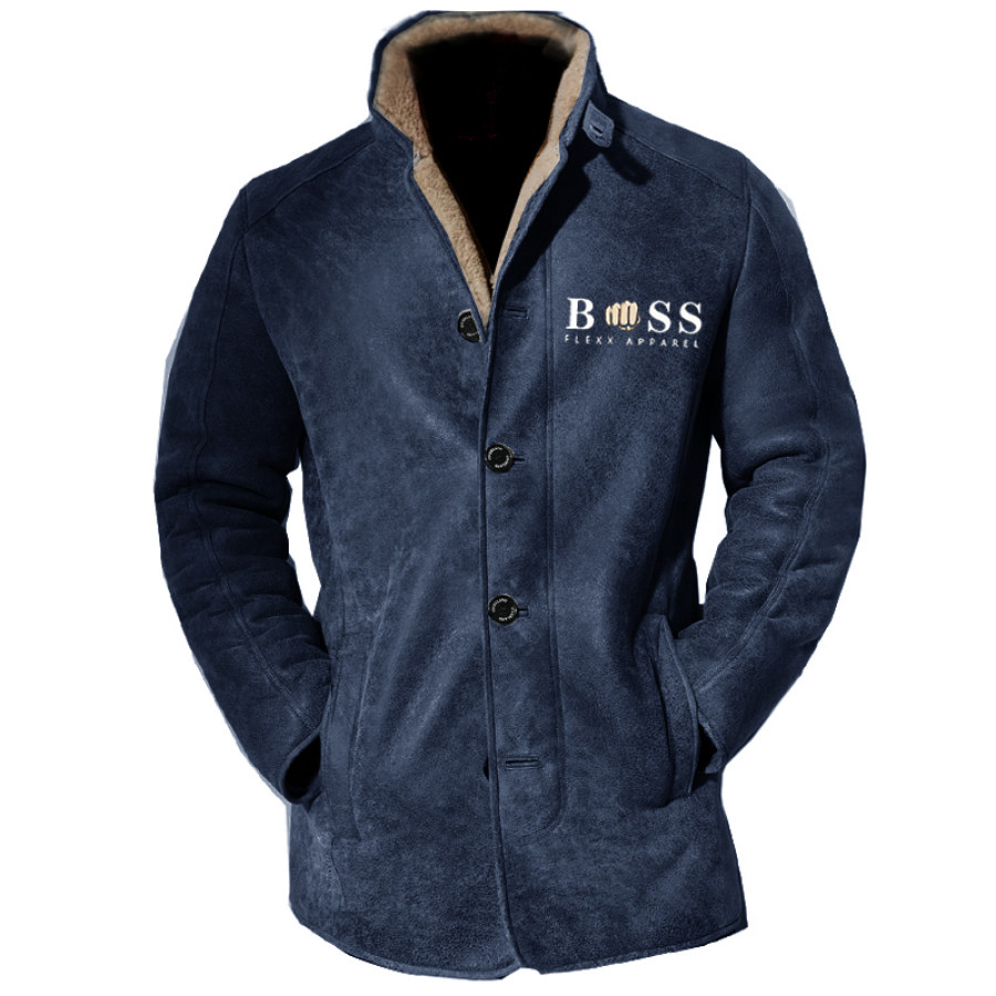 

Hombres Outdoor Boss Chaqueta De Gamuza Polar De Longitud Media Capa Solapa Abrigos Con Cuello De Piel